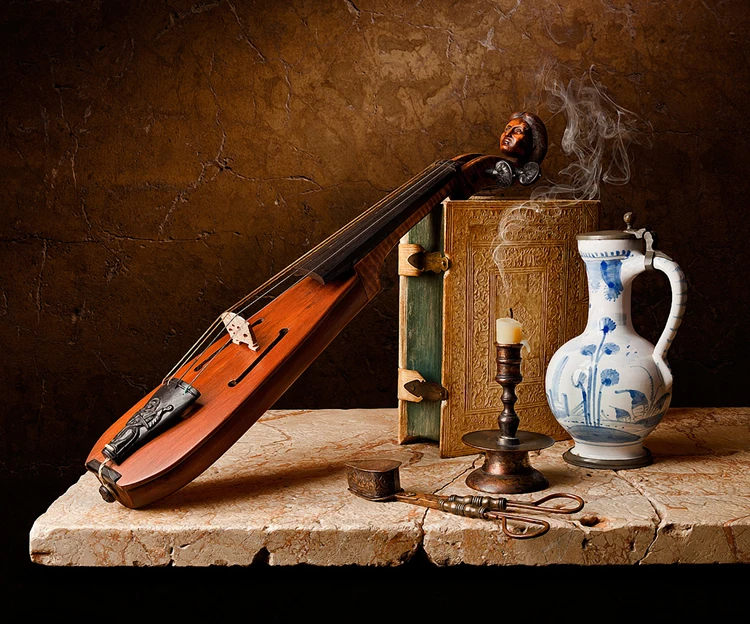 Free Shipping Modern Photography Musical Instruments Still Life Oil