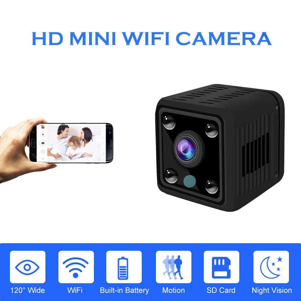 Wi Fi IP мини камера 1080P HD с невидимым ночным видением встроенный аккумулятор