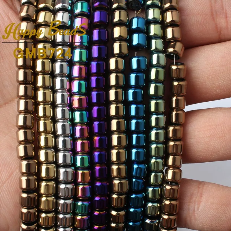 5*6mm Natural Cylinder Column Multicolor Hematite Stone Loose Spacer