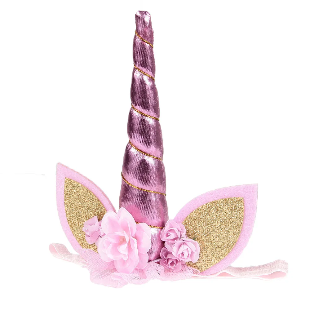 Yundlfy Cute Lace Elastic Unicorn Hair Band Flower Headband Hair Accessories Lovely Kids Crown Headwear Birthday Gift cute baby accessories Baby Accessories