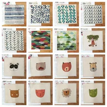 ZENGIA, 15x15 см, геометрический рисунок/панда/медведь, принт с животными, хлопок, лен, ткань для лоскутного шитья, декоративная холщовая ткань для сумок/украшений