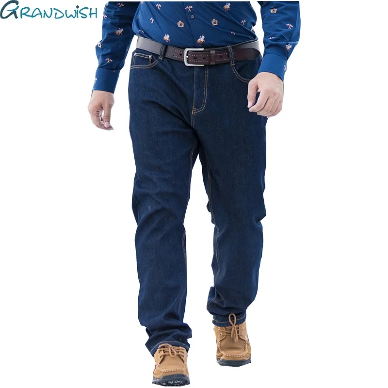 

Grandwish Winter Thick Fleece Denim Jeans Loose Fit Mens Warm Velvet Thick Denim Jeans Baggy Jeans Trousers Men Big Size , PA810