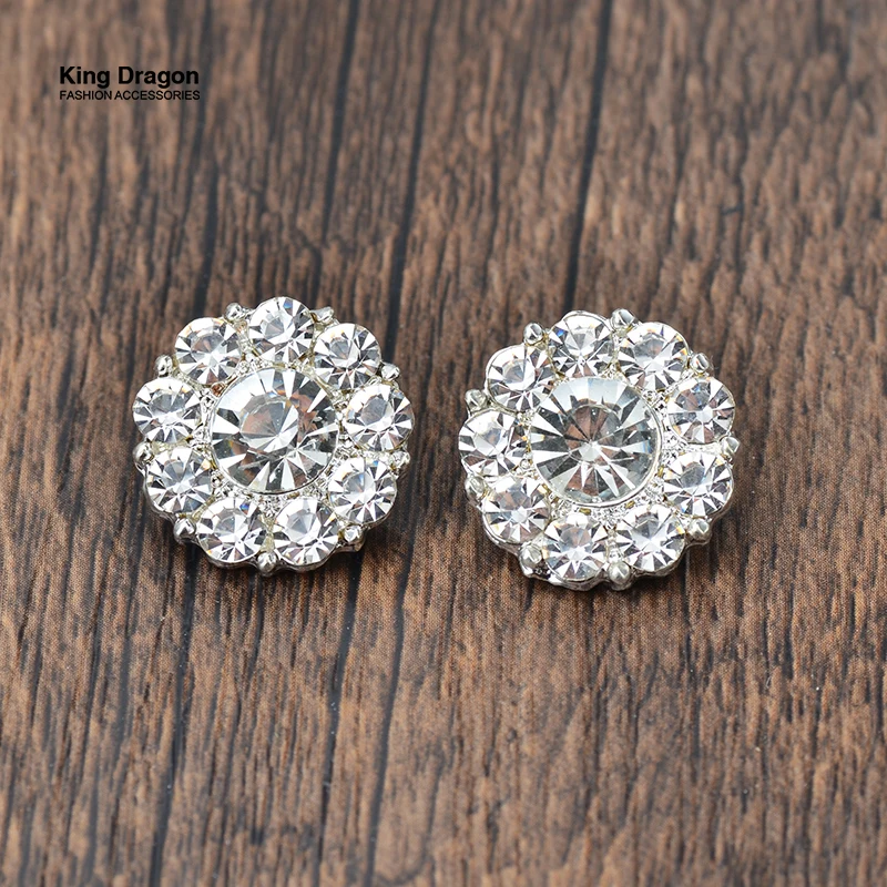 New Arrival Clear Rhinestone Buttons Sew On Flower Center Wedding