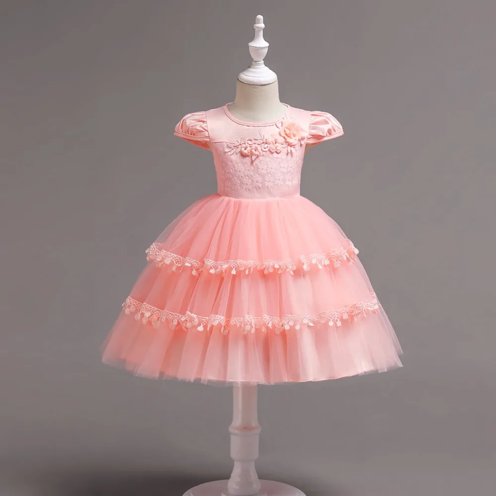 JaneyGao/Платья с цветочным узором для девочек для свадебной вечеринки, Элегантное нарядное платье для маленьких девочек, белое, розовое