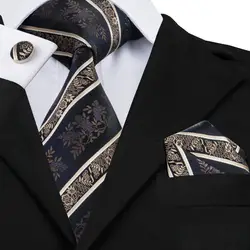 Лидер продаж Формальное шеи галстук Hanky запонки классический полосой 100% ткани шелковые галстуки для Для мужчин Бизнес Семья вечерние C-798