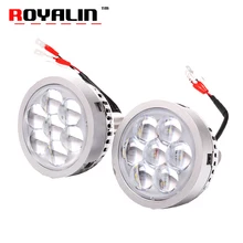 ROYALIN Car LED High Beam Projector Headlights Lens with Devil Eyes Motorcycle Lights for H1 H4 H7 9005 lamps Retrofit DIY