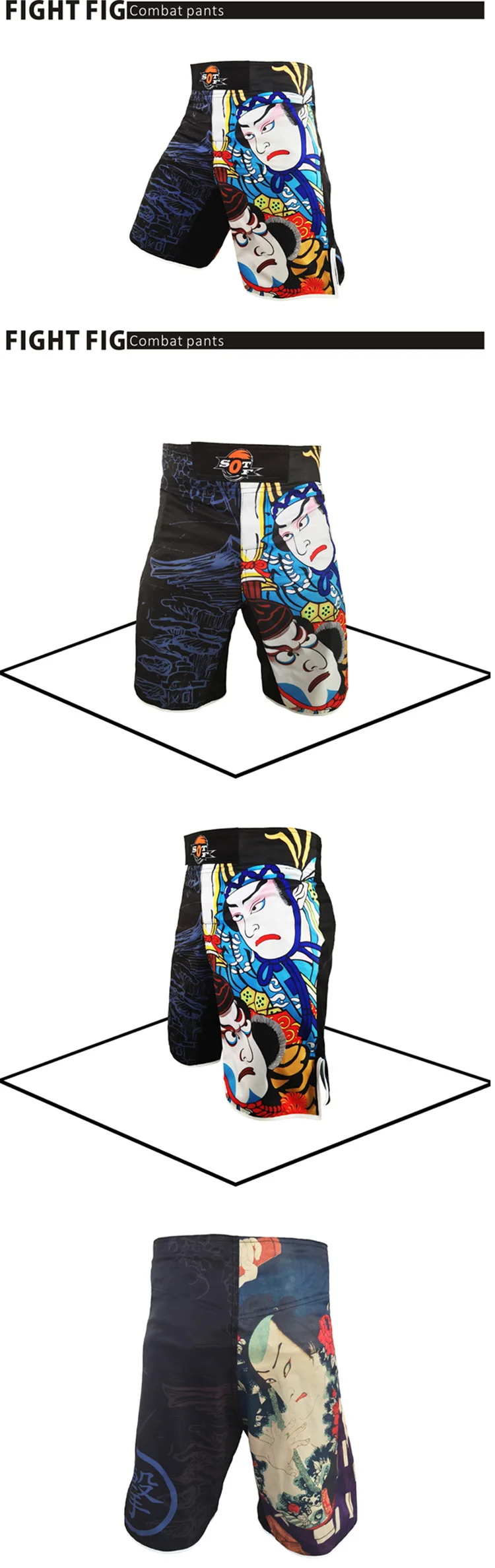 Real-Printing Boxing Shorts MMA grappling Fight Boxing MMA Sanda Muay Thai New