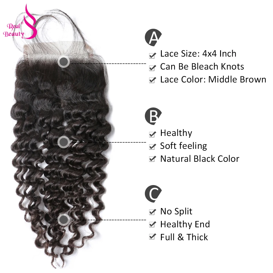 3 Bundles Brazilian Water Wave With Lace Closure Real Beauty Human Hair Weave Bundles With Closure Remy Hair  (19)