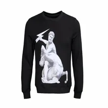 

dress 2018 Autumn Lightning Rome portrait printing Winter Warm Sweater Men Brand Clothing Slim Fit O-Neck Mens Sweaters W1011