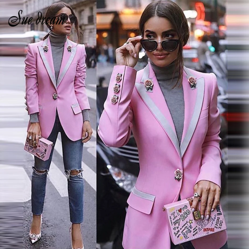 2019 Новое Женское модное и элегантное платье розового цвета с цветочным принтом кофта с длинными рукавами и принтом разрезы вечеринка Bodycon