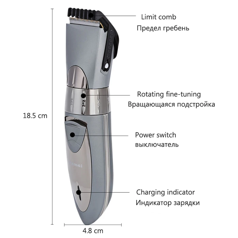 Kemei перезаряжаемый триммер для волос профессиональная машинка для стрижки волос для мужчин моющаяся Стрижка бороды электрическая бритва