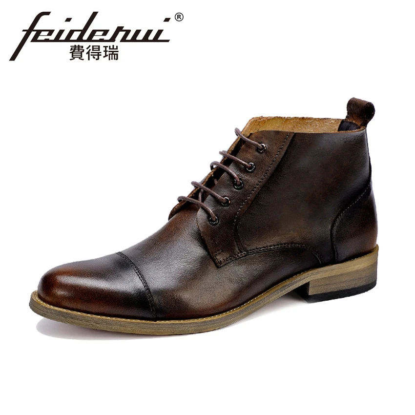 Plus Size Vintage Designer Genuine Leather Men's Ankle Boots Round Toe Lace-up Handmade Cowboy Riding Dress Shoes For Man ASD55 Plus Size Vintage Designer Genuine Leather Men's Ankle Boots Round Toe Lace-up Handmade Cowboy Riding Dress Shoes For Man ASD55