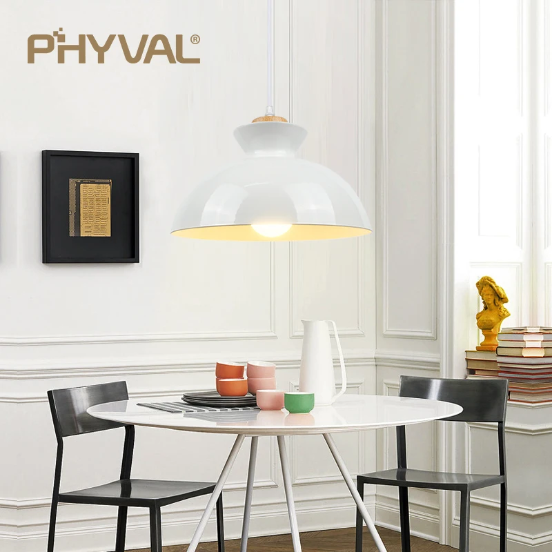 

Nordic Pendant Lights For Home Lighting Modern Hanging Lamp Wooden metal Lampshade LED Bulb Bedroom Kitchen Light 90-260V E27