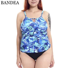 BANDEA плюс размер с растительным принтом Купальники С Вырезанным вырезом Танкини набор с подкладкой Топ купальный костюм Пляжная одежда для женщин 4XL
