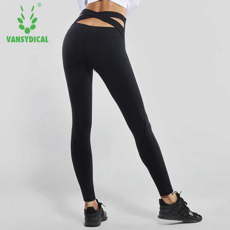 Vansydical, женские штаны для йоги с высокой талией, с поперечным поясом, для танцев, Компрессионные Леггинсы для бега, обтягивающие, для фитнеса, спортивные штаны