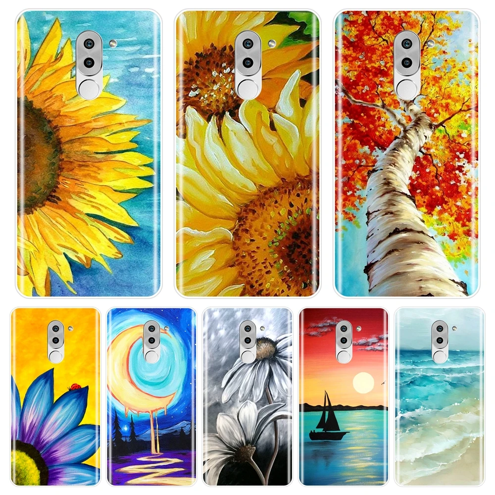 

Art Sunflower Flower Moon Phone Case Silicone For Huawei Honor 4C 5C 6C 6A Pro Soft Back Cover For Huawei Honor 4X 5A 5X 6 6X
