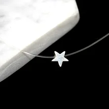 Серебряная медь крошечная звезда Сердце колье ожерелье прозрачная рыболовная леска Невидимый воротник Diy для женщин девушек простой провод NeckIace