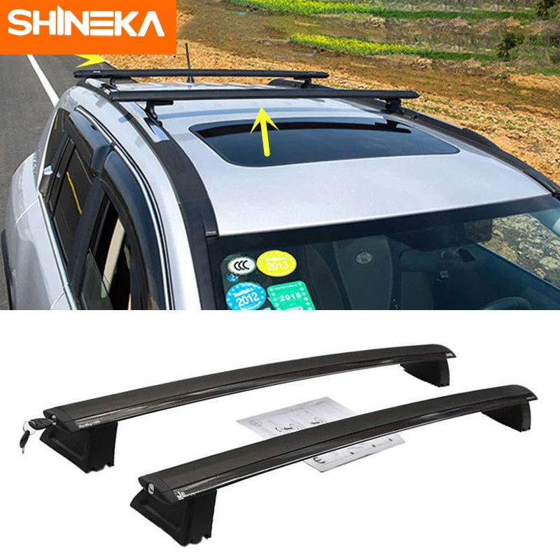 SHINEKA أرفف لسقف السيارة و صناديق ل جيب جراند شيروكي 2011-2016 سيارة من سبيكة الألومنيوم سقف رف أمتعة عبر القضبان ل جراند شيروكي