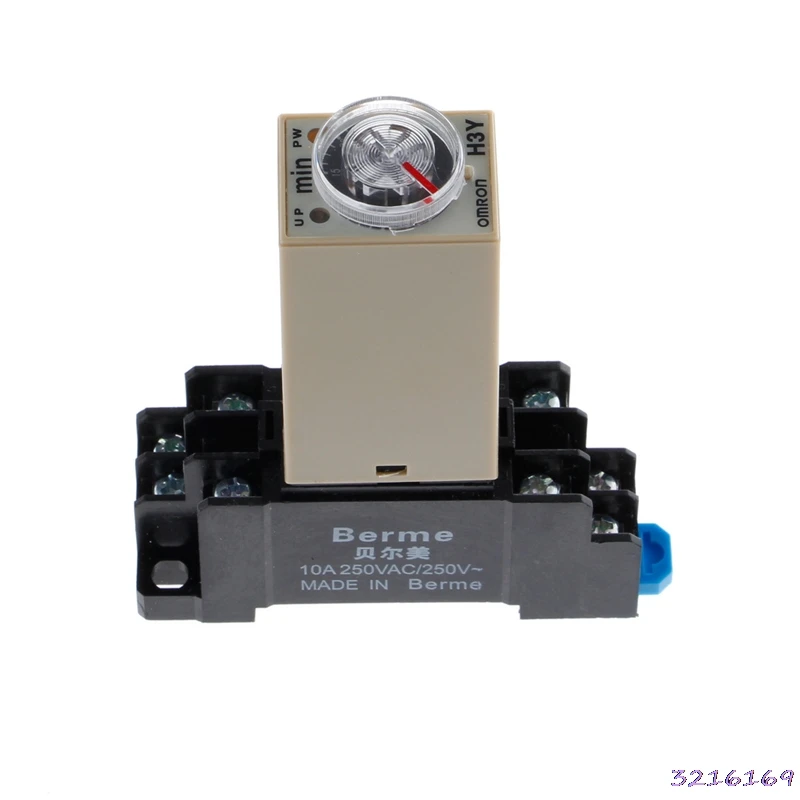 

AC 220V H3Y-2 Power On Time Delay Relay Solid State Timer 1.0~30 Min Socket Base