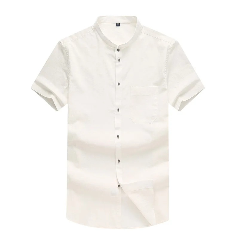 Для мужчин размера плюс льняная рубашка 10XL 8XL Повседневная рубашка с коротким рукавом летние дышащие Для мужчин качество комфортные рубашки свободные мужские рубашки - Цвет: Белый