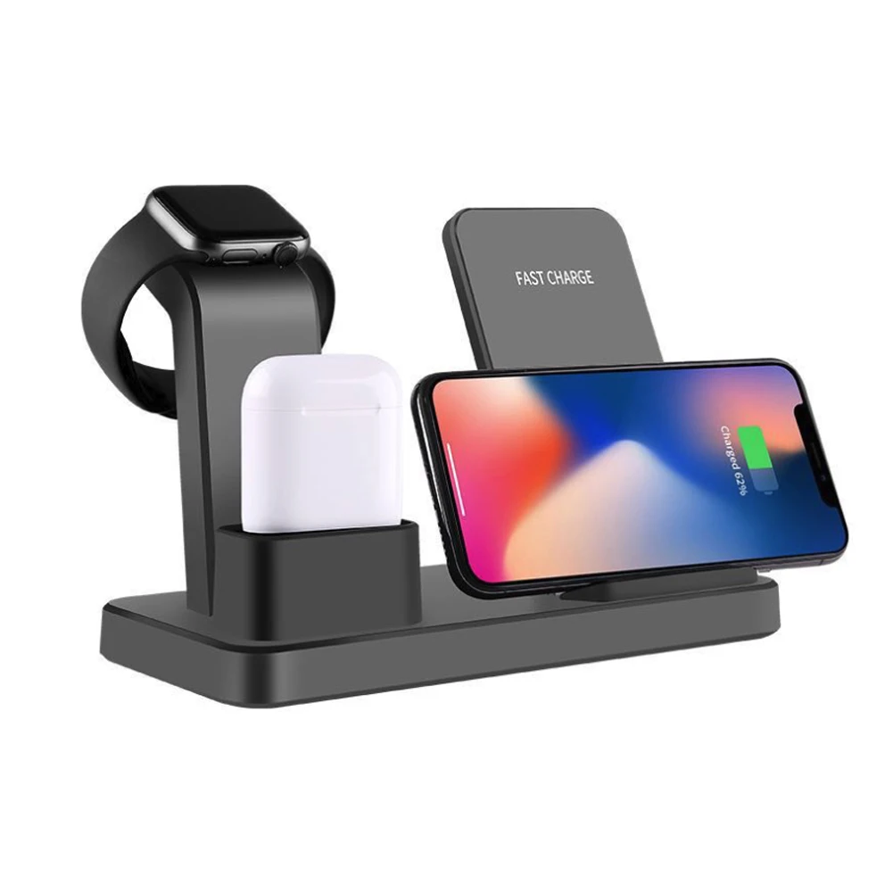 

10W Qi Wireless Charger For Iphone X 7 8 Plus 3 IN 1 Fast Chargeur Quick Charge For Apple Watch Airpods Cargador Inalambrico