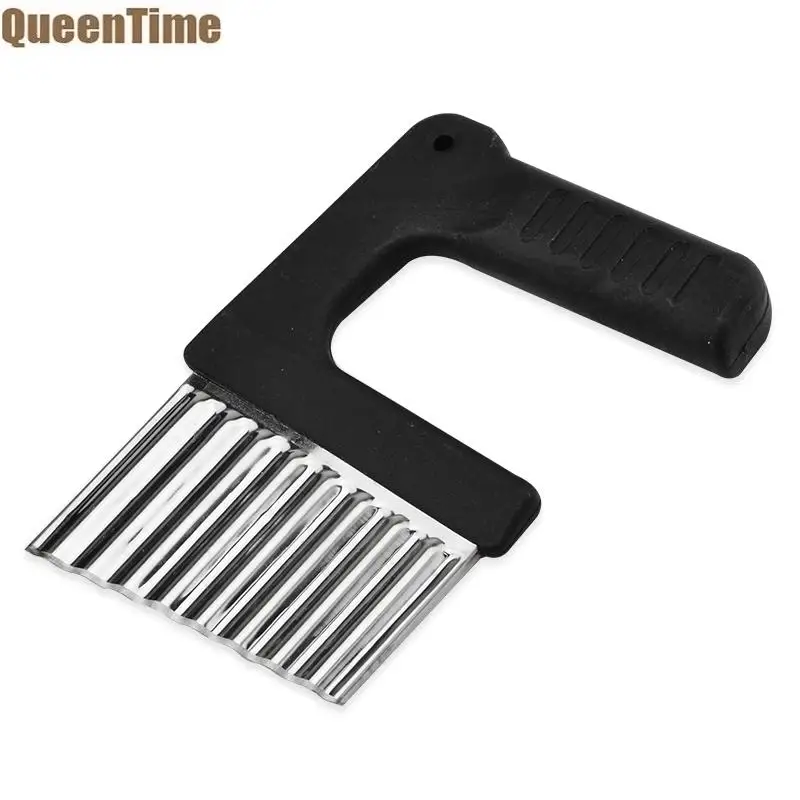 

Queen Time Potato Chips Slicer French Fry Cutter Wavy Chopper Stainless Steel Vegetable Grater Cutting Knife Home Kitchen Gadget