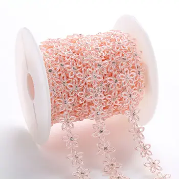 

1 Rows Sewing Accessories 15mm Pearls Clear Crystal Rhinestone Mesh Trimming Cup Chain For Wedding Decoration Party Garland Diy