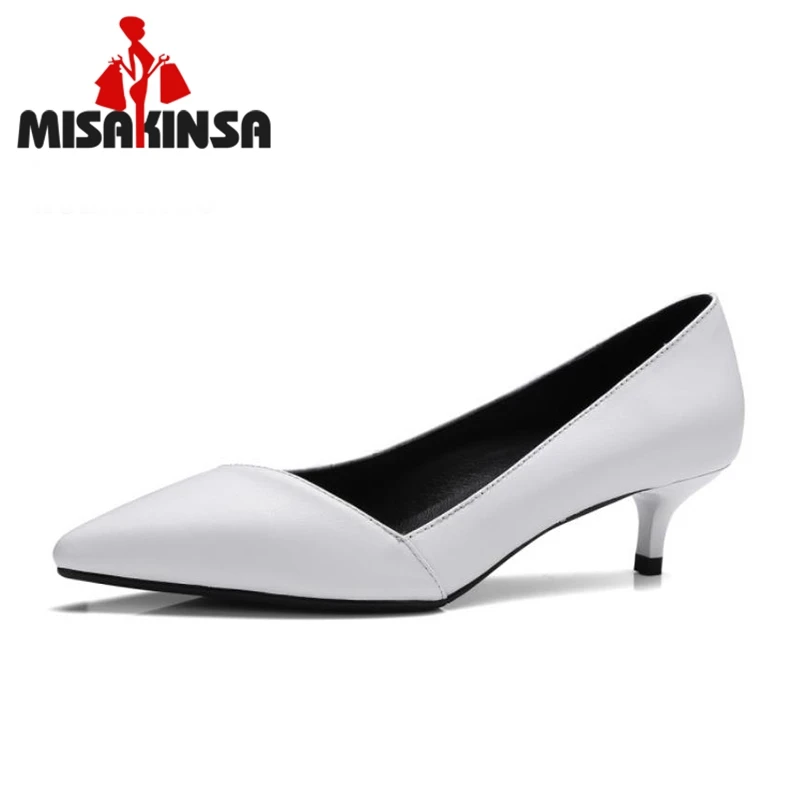 

FITWEE Ladies Genuine Leather Heels Pumps Sexy Female Pointed Toe Slip On Pumps Shallow Shoes Women Footwear Size 33-41