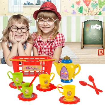 

Besegad 13PCS Simulation Tea Playset Pretend Play Kit Set with Teapot Cups Coaster Spoons for Kids Christmas Birthday Gift