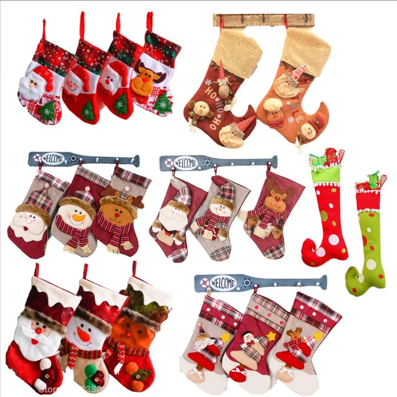 

2017 Christmas Decor Party Decorations Santa Claus Christmas stocking Candy Socks Christmas Gifts Bag For Home Xmas Tree Decor