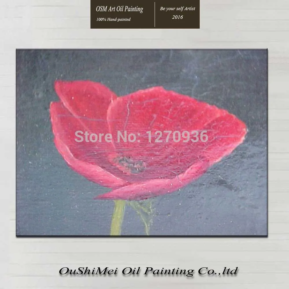 Dipinto A Mano Su Tela Pittura A Olio Di Papavero Per La Decorazione Della Parete Pittura A Olio Di Dafen Singel Impressionista Fiore Rosso Su Tela Pi