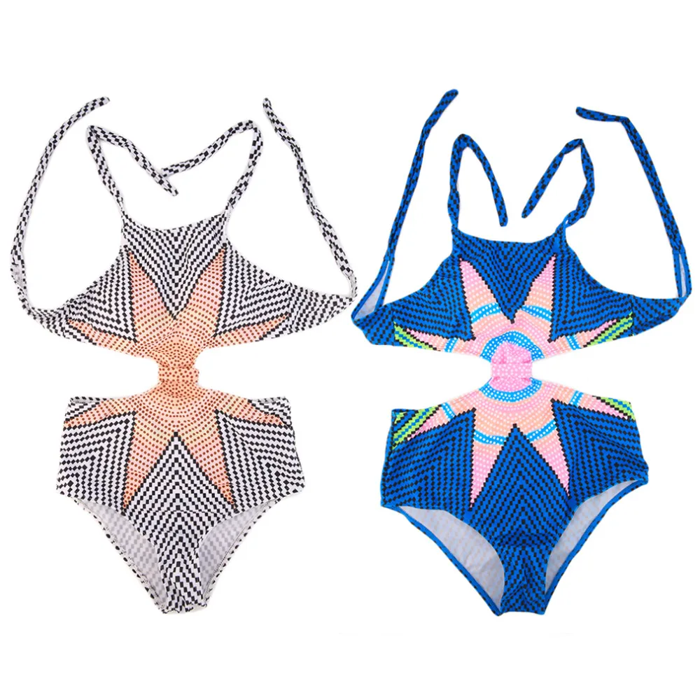 

HWHot! Bikini Push Up Women Spell Color Swimsuit Nylon Conjoined Maple Leaf Print Swimwear free shipping