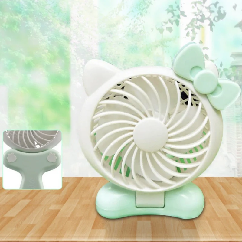 

2019 Cute Cat-shaped Fan USB Rechargeable Home Cartoon Hand Held Mini Cooling Fans Indoor Outdoor Suitable For Travel