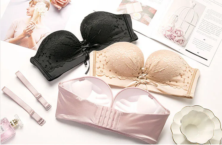 Strapless Bra Push Up Sexy Lace Bra Strapless Bralette Lace Bralette Top Invisible Bra Cotton Wire Free 4