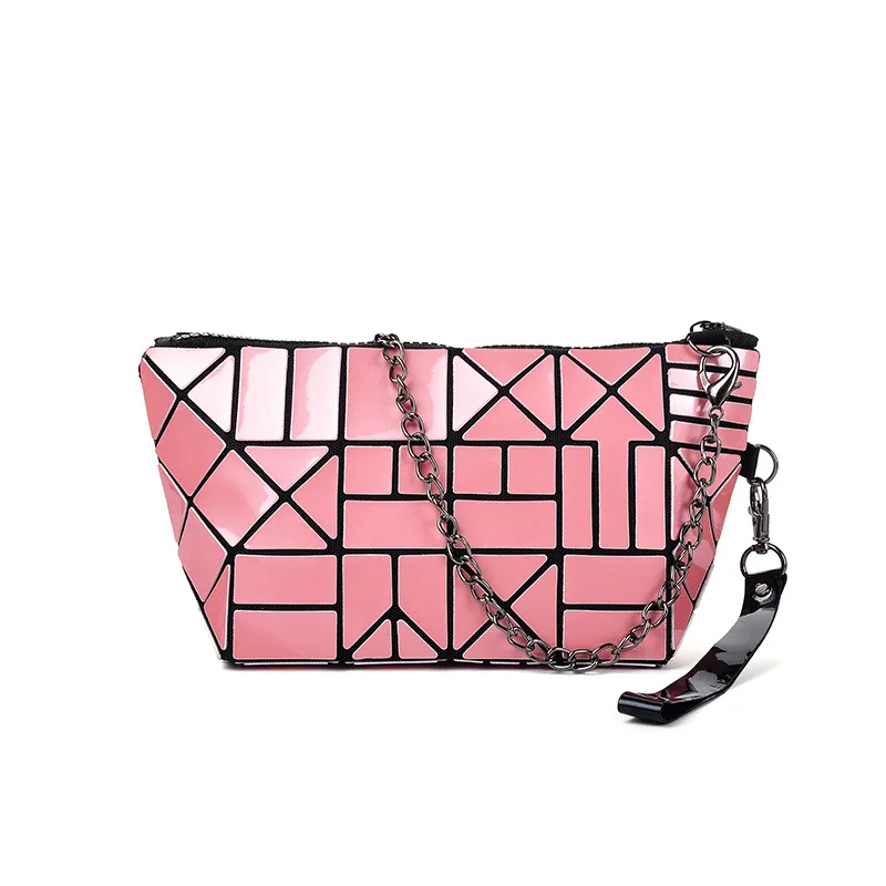 Женская сумка новая мода PU геометрические сумки почтальон повседневная женская сумка через плечо на цепочке маленький размер хорошее качество - Цвет: Розовый