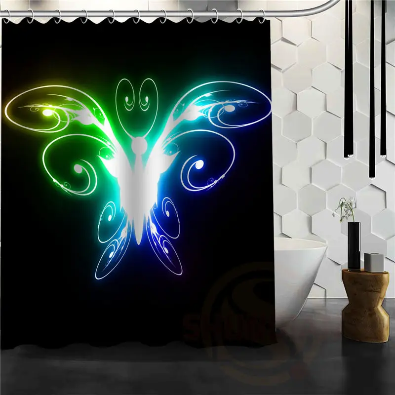 На заказ бабочка занавеска для душа новые фарбические водостойкие занавески для ванной комнаты больше размеров - Цвет: Светло-серый