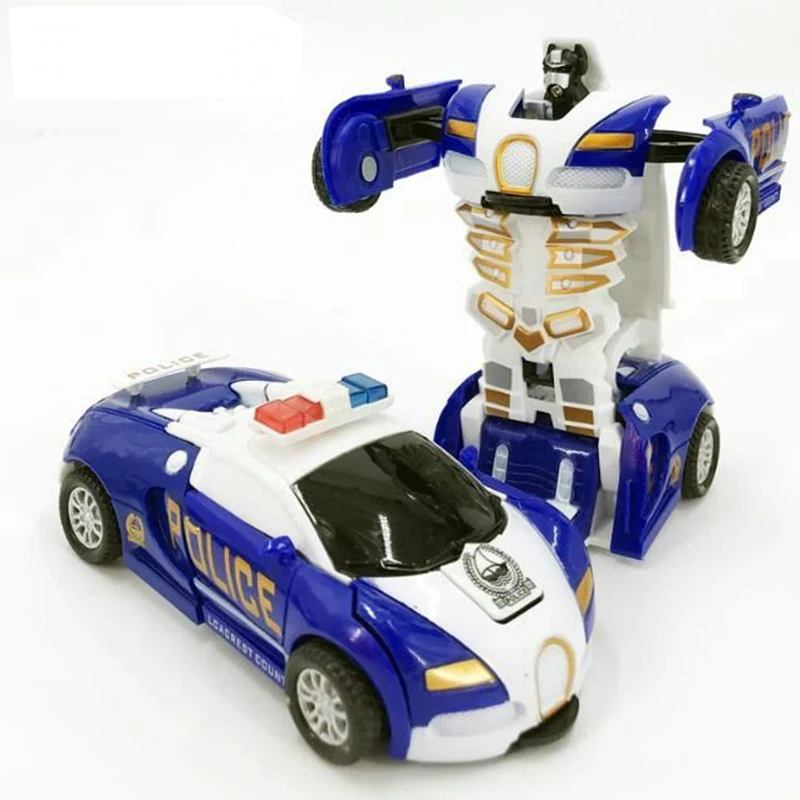 Hot One-key Collision Deformation Vehicle Toys Automatic Transform Robot Plastic Model Car Funny Toys For Boys Amazing Gifts 
