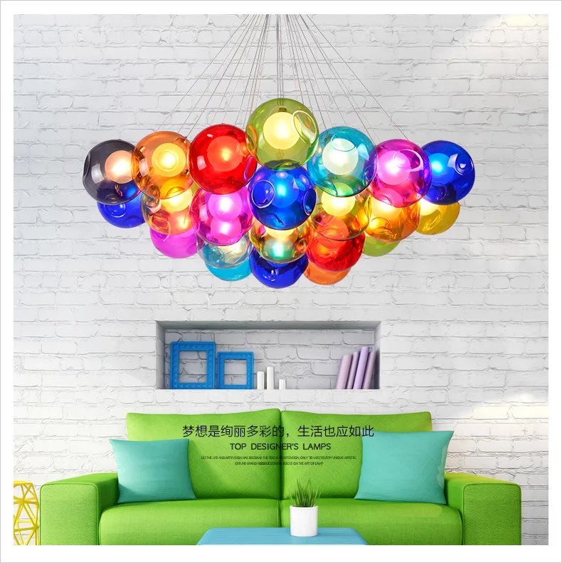 

led chandelier Nordic creative colorful bubble ball living room lamp modern minimalist corridor restaurant bedroom lamp avize