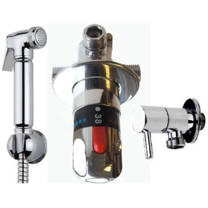 Concealed Muslim Shataff Bidet Toilet Brass Exposed Thermostatic Douche Valve 