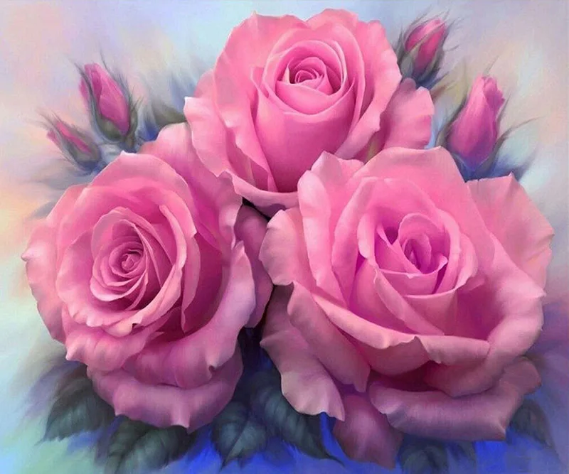 

5d Diamond Embroidery Three Flowers Mosaic Crystal Cross Stitch Full Square Diamond Painting DIY Sticker Decor Paintings