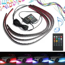 Elifine светодиодный автомобилей Атмосфера Огни 36 RGB светодиодный Беспроводной дистанционного голос Управление Прокат неоновый Интерьер свет лампы Газа