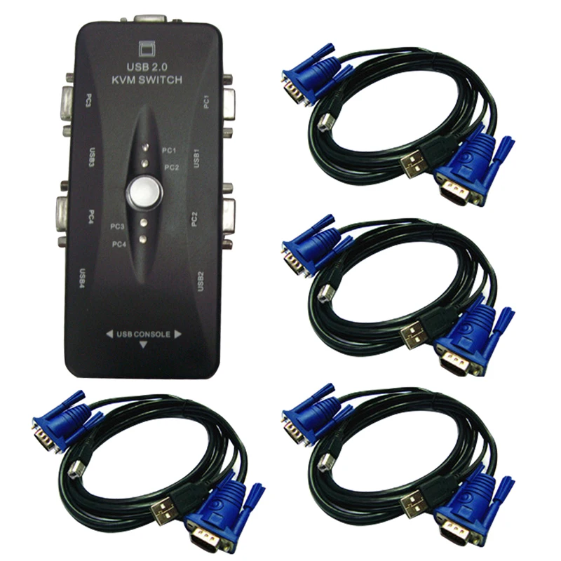 2016 New 4 Port USB KVM Switch Hub Box Selector Adapter