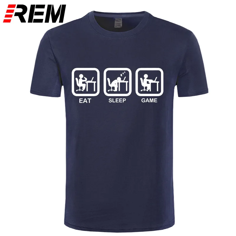 REM New Fashion Eat Sleep Game XBOX Gamer Funny T-shirt Men Humor Casual Printed College Mens Short Sleeve T Shirt Brand Clothin