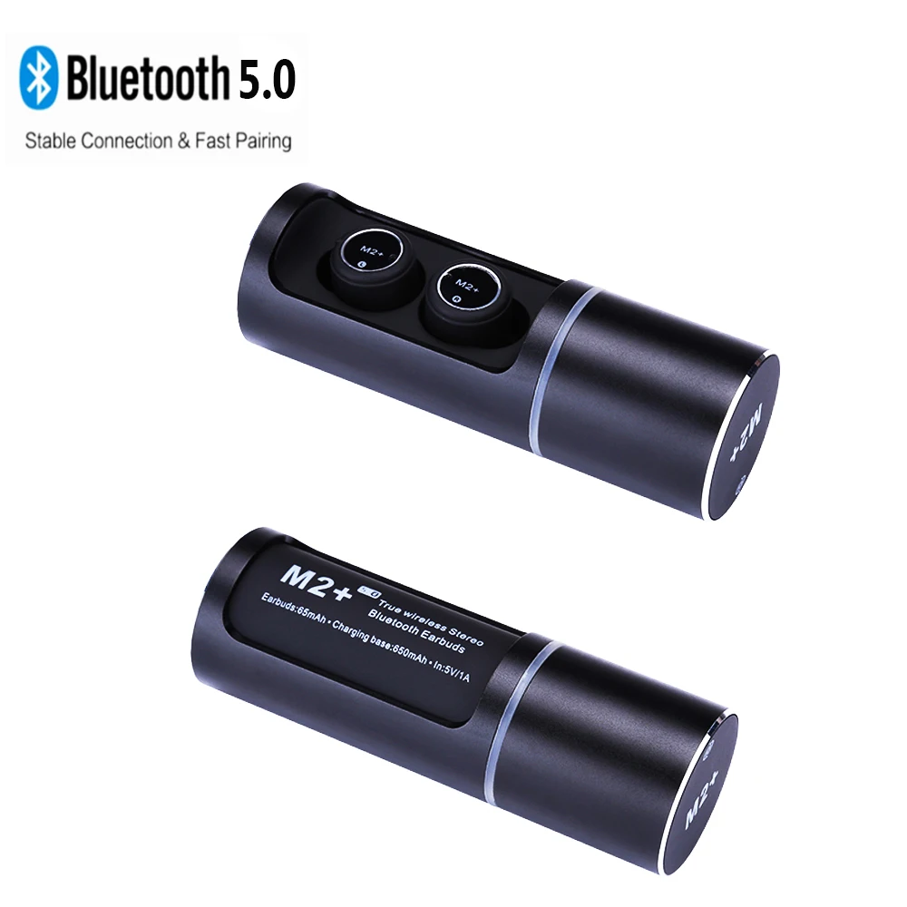 

M2+ Binaural Wireless Bluetooth 5.0 Headset TWS Stereo Sport Waterproof Earphone mini Stealth Microphone Earplug For Smartphone