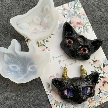 

Cat With Horn Or Eye Silicone Mold Necklace Pendant Resin Jewelry Making Mould DIY Craft Resin Molds For Jewelry