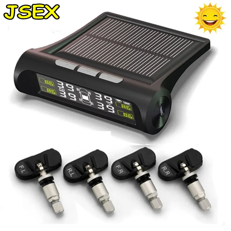 

Solar TPMS Car Tire Pressure Alarm Monitor System Display 4 Internal / External Sensor Temperature Warning T06N T01W Visture