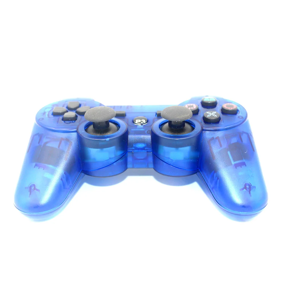 JIELI беспроводной Bluetooth прозрачный цветной контроллер для sony playstation Dualshock 3 PS3 контроллер вибрации геймпад - Цвет: Синий