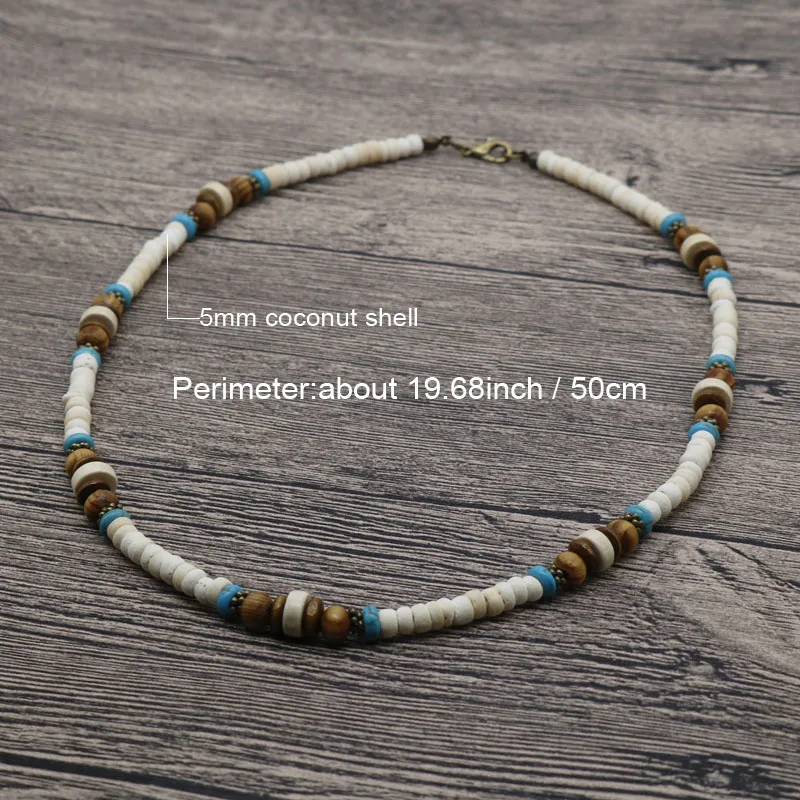 2018 Boho Men Beaded Choker Necklace Tribal Jewelry White Coconut Shell Surfer Necklace For Men Best Friend Gift AU-03 - Image 6