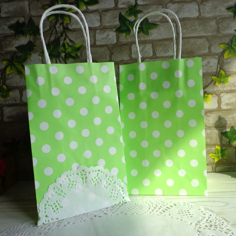 Light green(20pcs/lot) Polka Dots Kraft Gift Party Favor