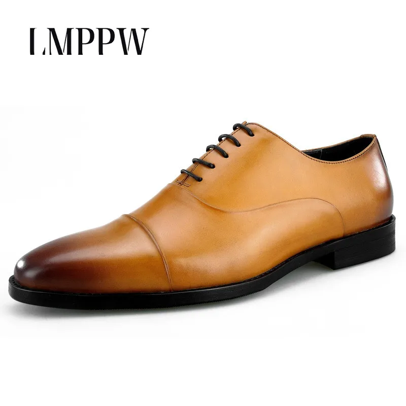 

British Handmade Genuine Leather Men's Leather Shoes Business Dress Oxford Shoes Luxury Brand Designer Men Wedding Party Shoes 8